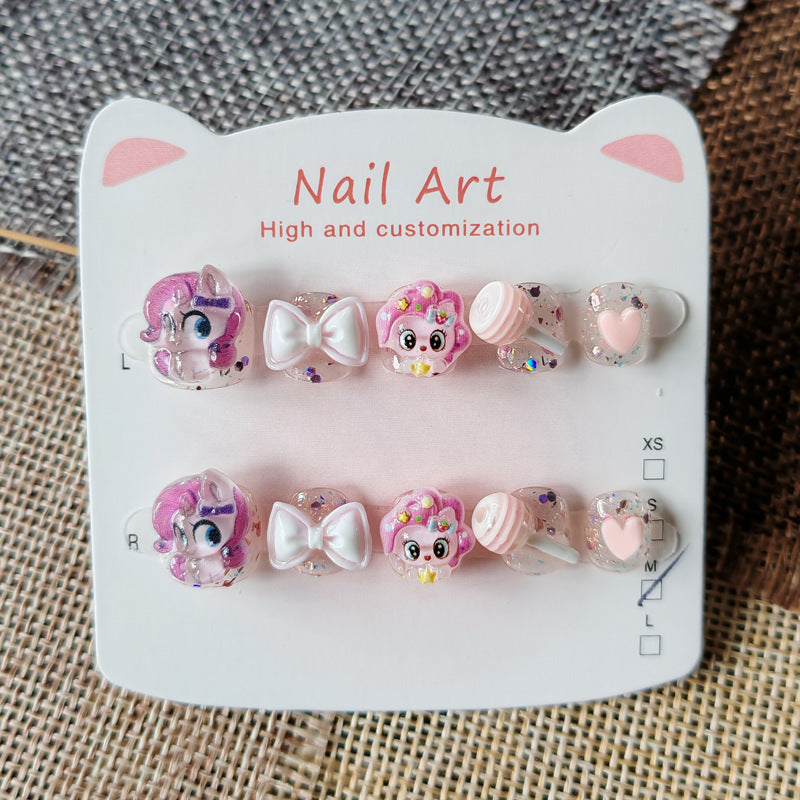 365nails: "pink pony 3d charms" – handmade press-on pedicure