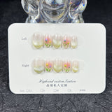 Uñas postizas de tulipán pintadas a mano, pequeñas y frescas, de edición limitada de primavera, con diseño de ojo de gato, uñas postizas hechas a mano, uñas extraíbles al por mayor | 365nails