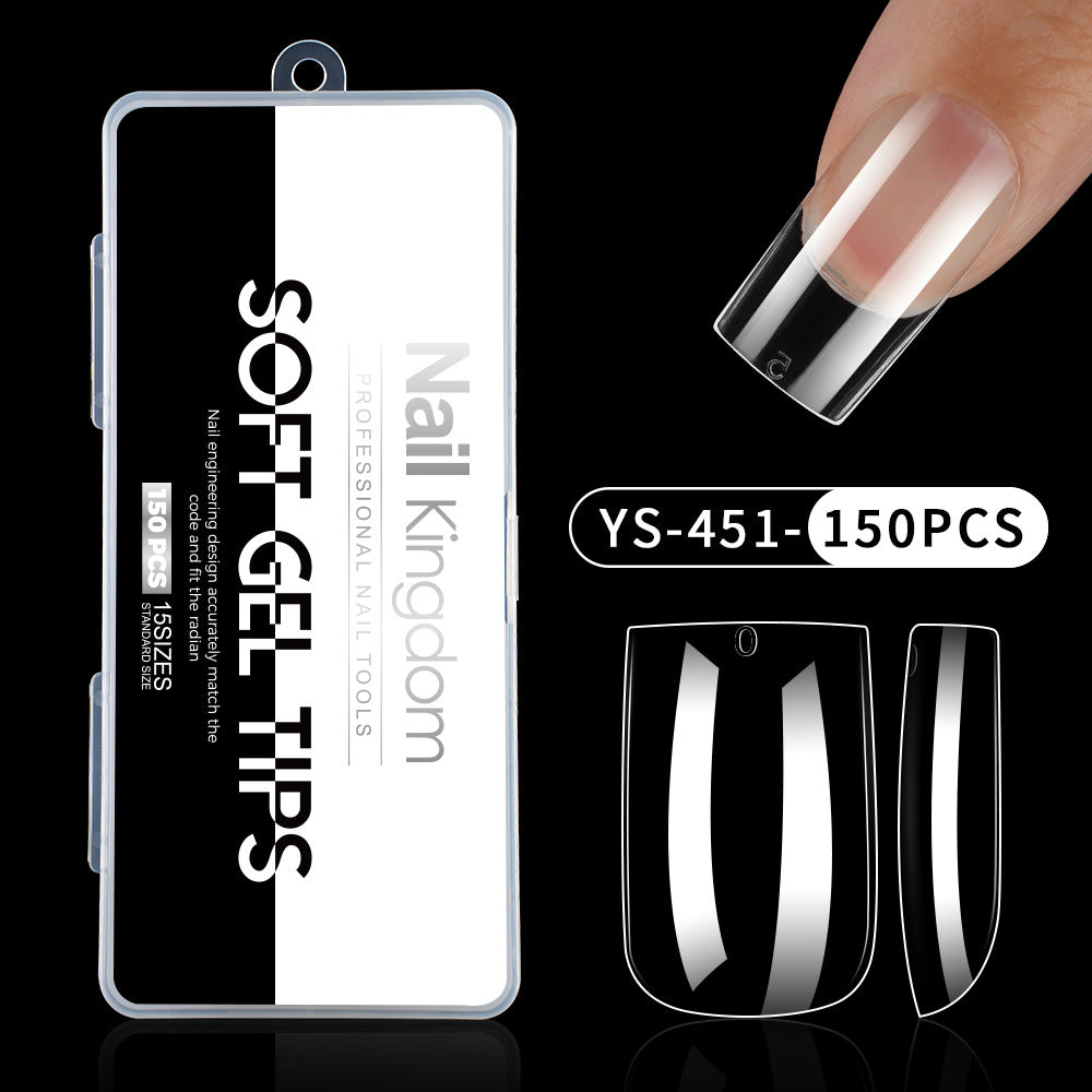 Nail Tips Full number of special nail pads for nail salons, transparent and seamless 150 pcs, boxed press on nails pads, almond trapezoidal fake nails.