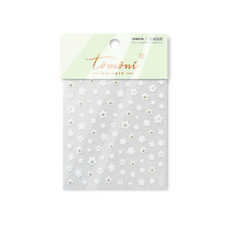 Burgundy Mini Flower & Pearl Accent Nail Sticker Set – "Crimson Petal Pearl"
