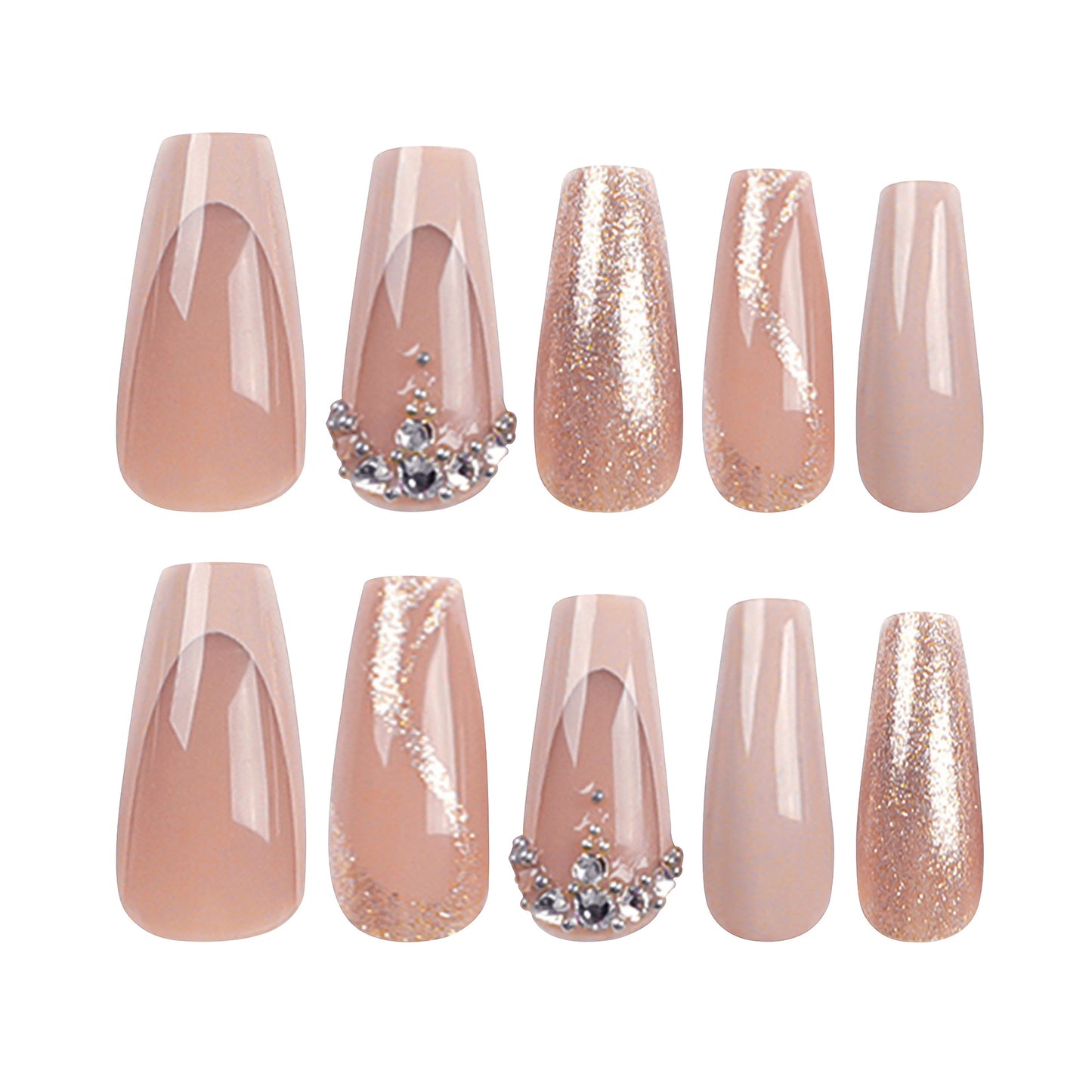 Factory wholesale French glitter press-on nails solid color simple long ladder manicure nail piece  style fake nail nail piece｜365nails