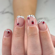 365nails: "Ladybug Polka Dot French Square" – Cute Press-on Nails