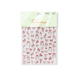 Embossed Bow Nail Stickers – Red & Metallic Pearl Set