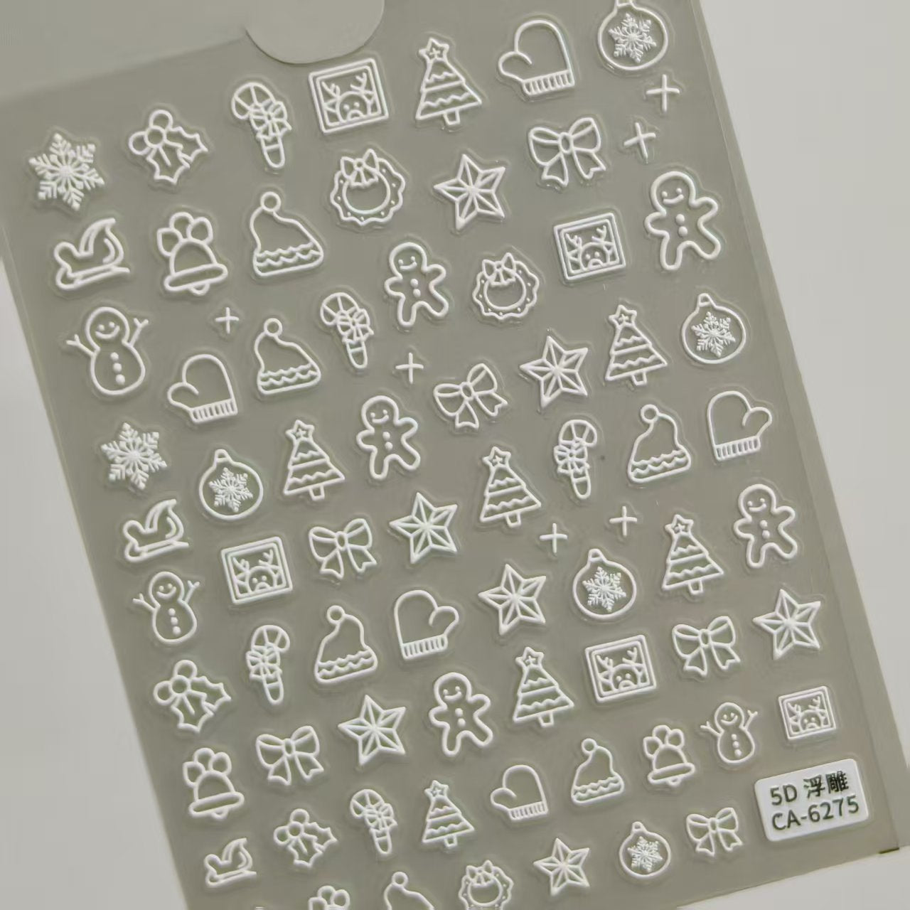 冬季聖誕雪花指甲貼 5D 浮雕 立體 白色鏤空 雪花裝飾貼 CA
