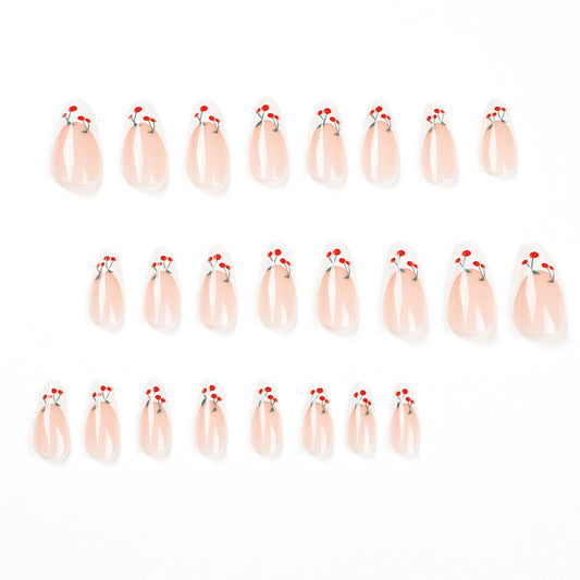 Venta al por mayor de productos terminados de decoración de uñas con borde blanco francés. Cereza pequeña, decoración de uñas extraíble al por mayor | 365nails