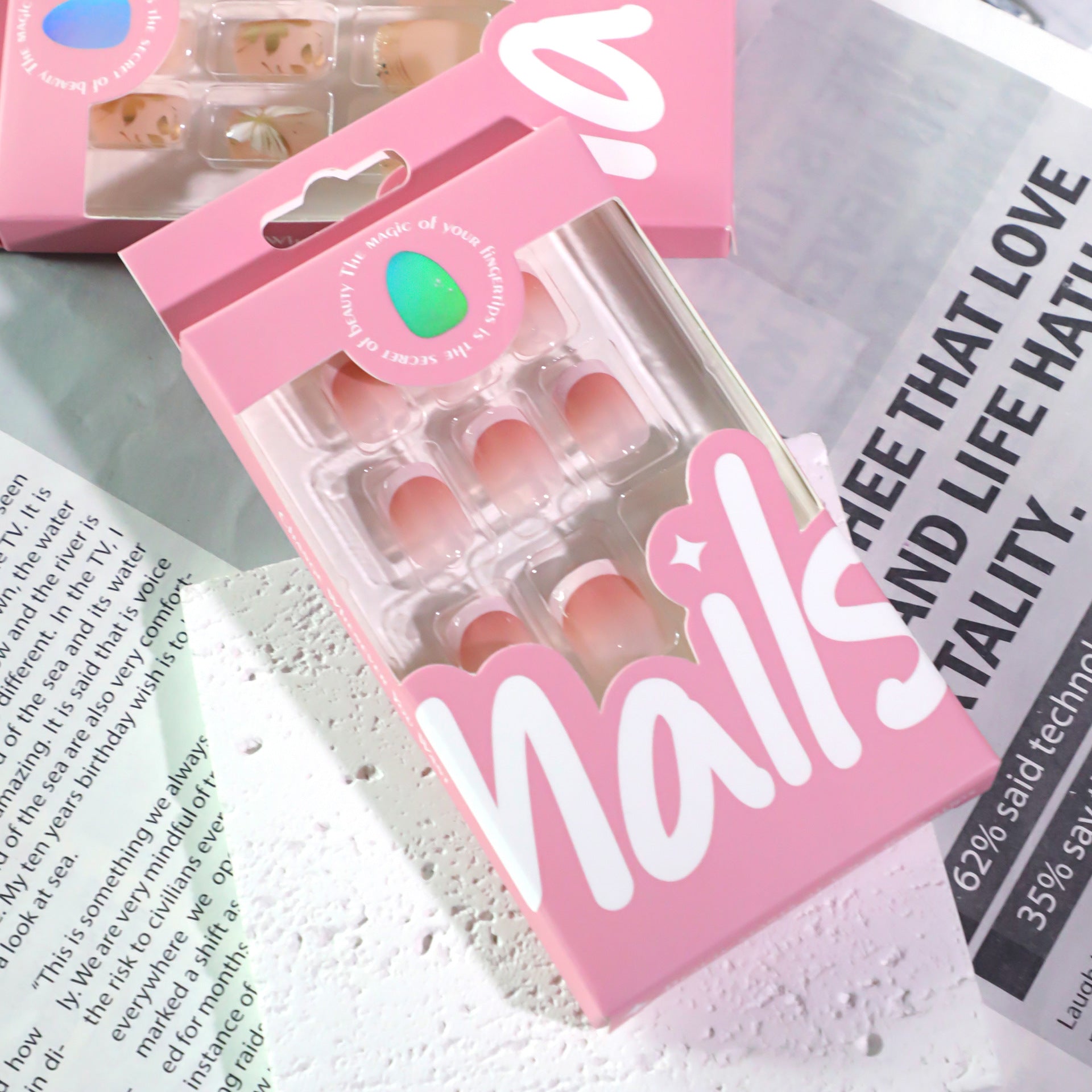 "Pink Butterfly Elegance" - Precision Crafted Press-On Nails