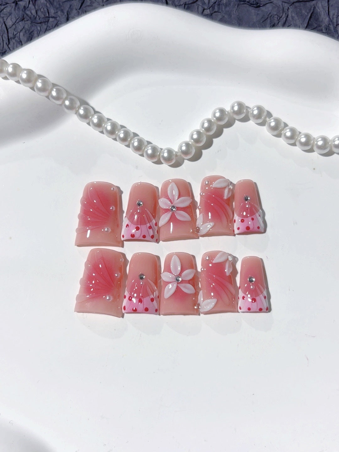 Sakura Blush: "Pink Petal" – Short Square Press-Ons