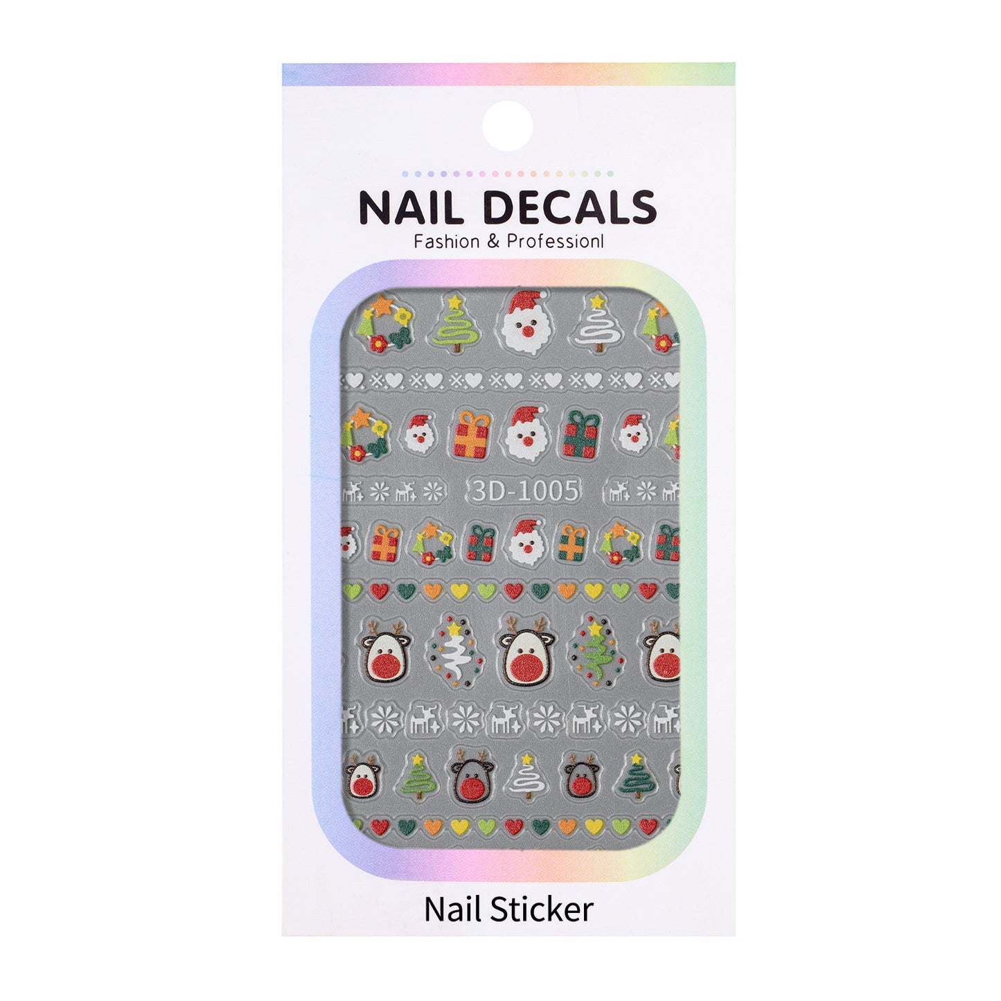 Christmas Series Nail Art Sticker Flat Belt Adhesive Christmas Snowman Elk Nail Sticker Ornament 3D