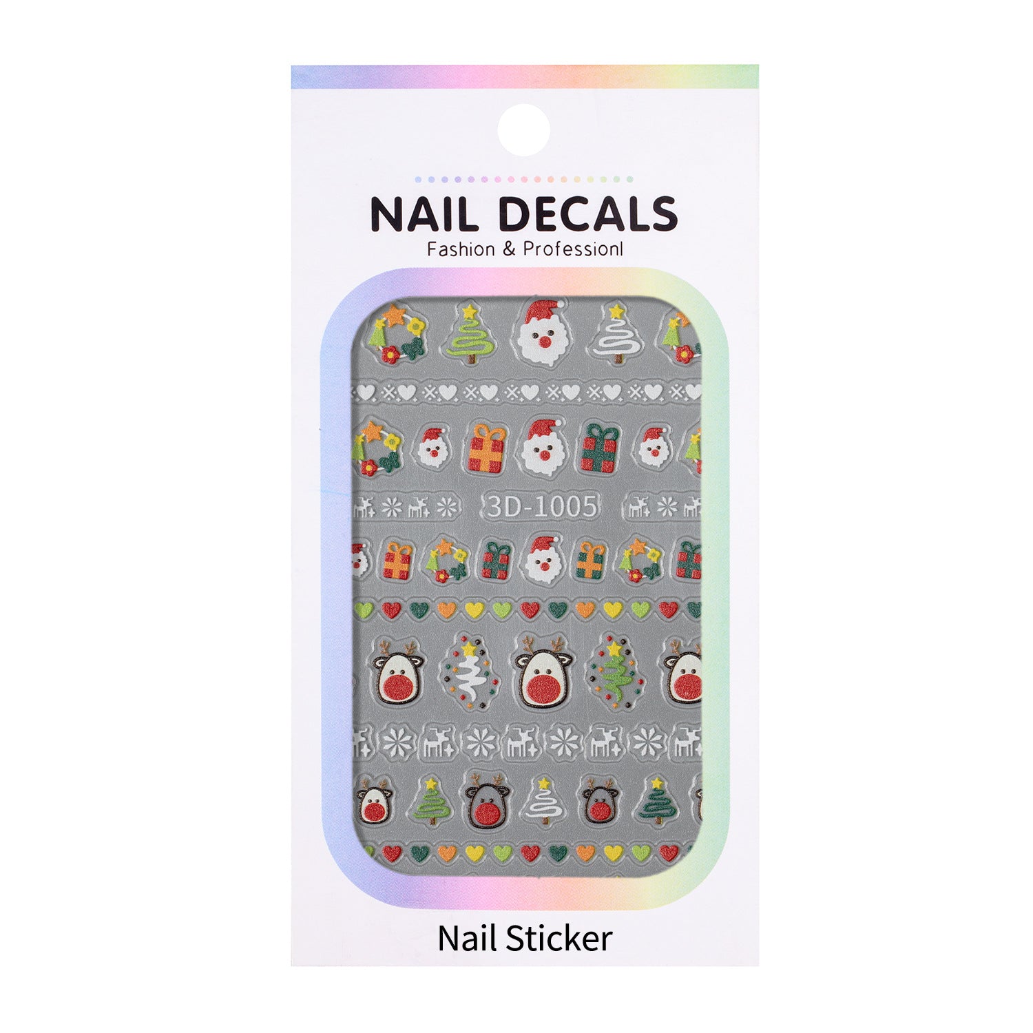 Christmas Series Nail Art Sticker Flat Belt Adhesive Christmas Snowman Elk Nail Sticker Ornament 3D