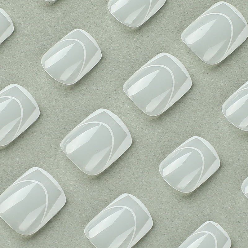 短款簡約白色法式穿戴甲貼（批發）｜365nails