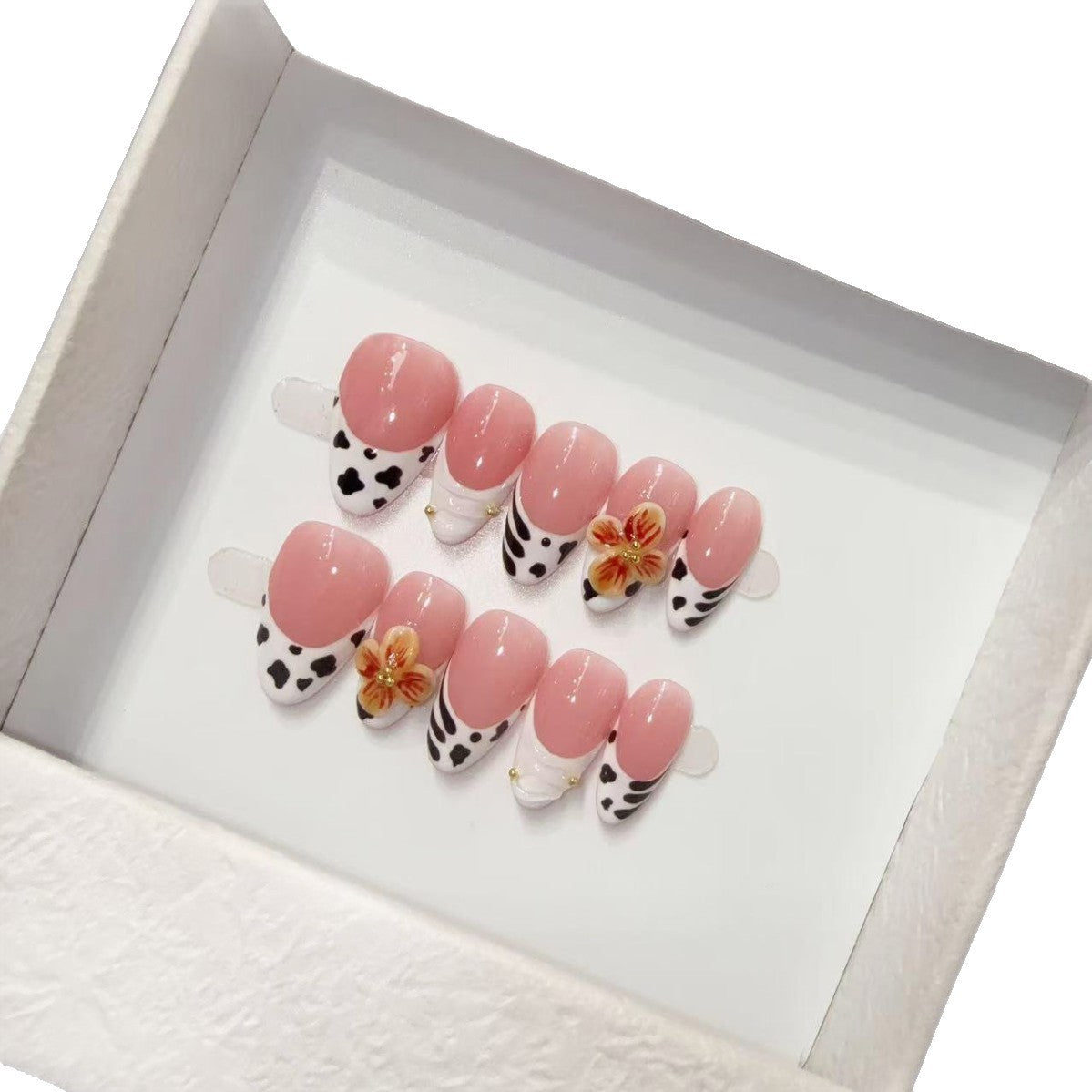 365nails: "Zebra Bloom" – 3D Floral Handmade Almond Nails