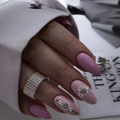 Unhas rosa, unhas postiças removíveis, unhas de flor, adesivo para unhas, 365nails