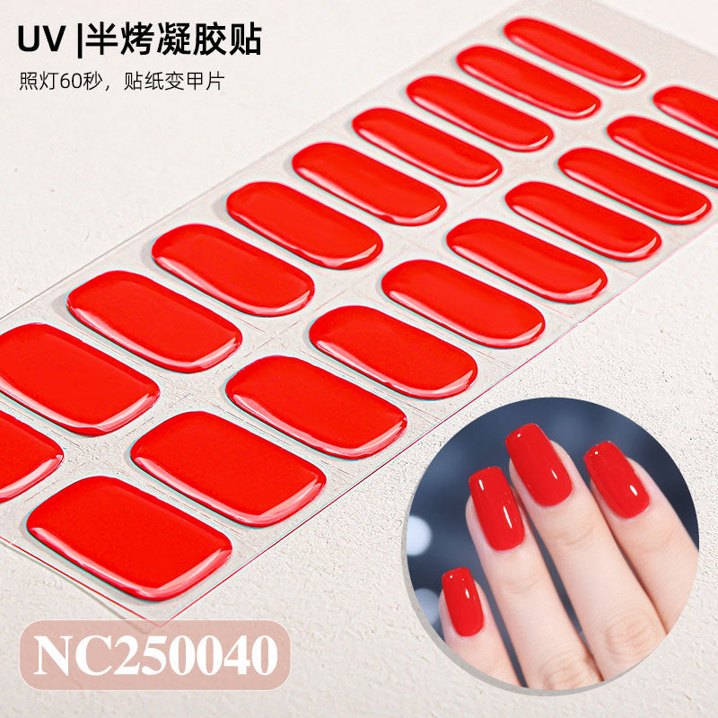 Semi-Cured Gel Nail Strips Solid Color Glossy Classic Design (MOQ=3)