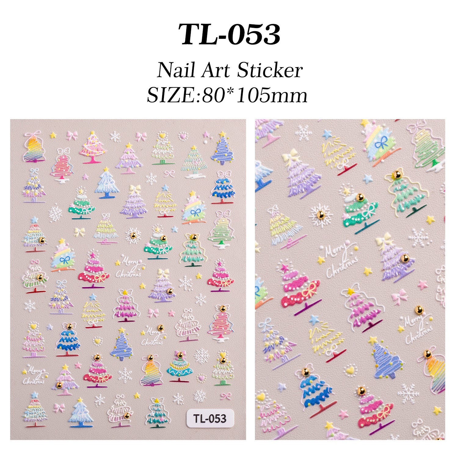 Crystal Diamond Christmas Tree Nail Art Sticker 5D Embossed Three-dimensional Gold Bead Christmas Tree DIY Nail Sticker Ornament TL