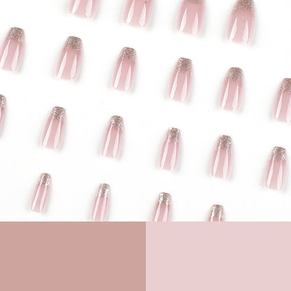 Press-on nails film naked powder short ballet French glitter powder nail patch wholesale nail art press on nails wholesale nails｜365nails