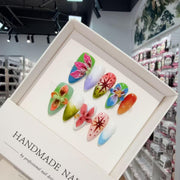 365nails: "Tropical Bloom" – 3D Floral Handmade Almond Nails