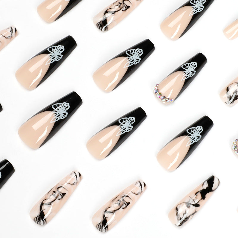 Parche para uñas con diseño de mariposas y líneas de tinta - 365nails