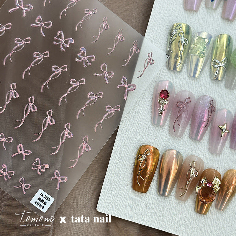 365nails: 「3D金屬銀色蝴蝶結」– 美甲貼紙