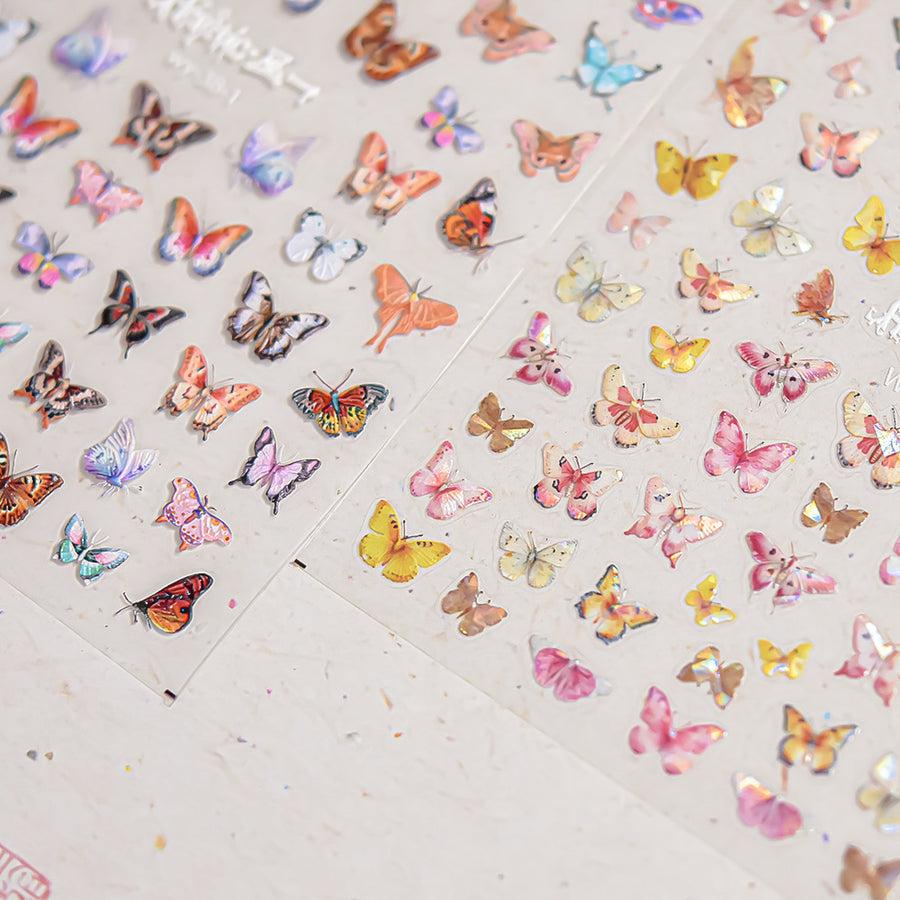 Multicolor Realistic Butterfly Nail Sticker Set – "Butterfly Garden Collection"
