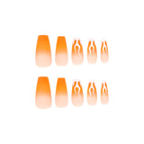 Press on fake nails piece matte orange gradual change nails piece wholesale white flame French Press on fake nails piece nails｜365nails