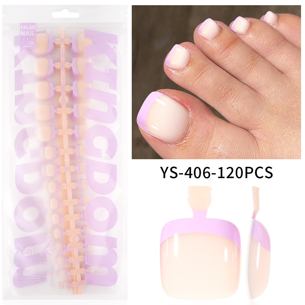 press on nails and toe advanced  French foot nail simple and seamless fuel injection full sticker 120 finished nail pads