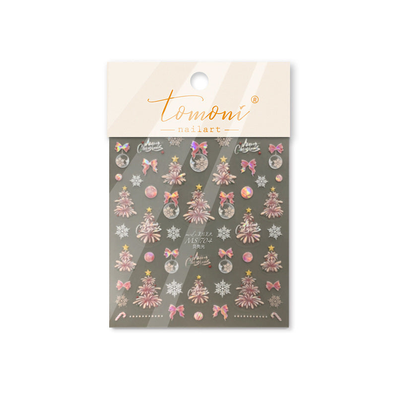 365nails: "Pink Christmas Tree & Bow" – nail art stickers