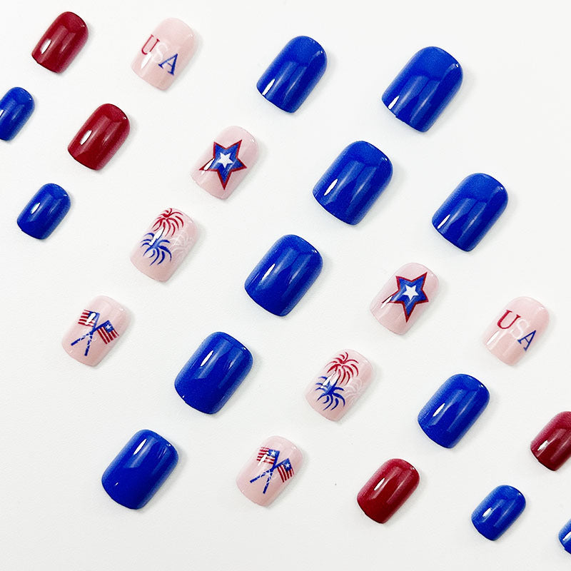365nails: "Salute & Shine" – Star & Stripe Shimmer French Squoval Nails