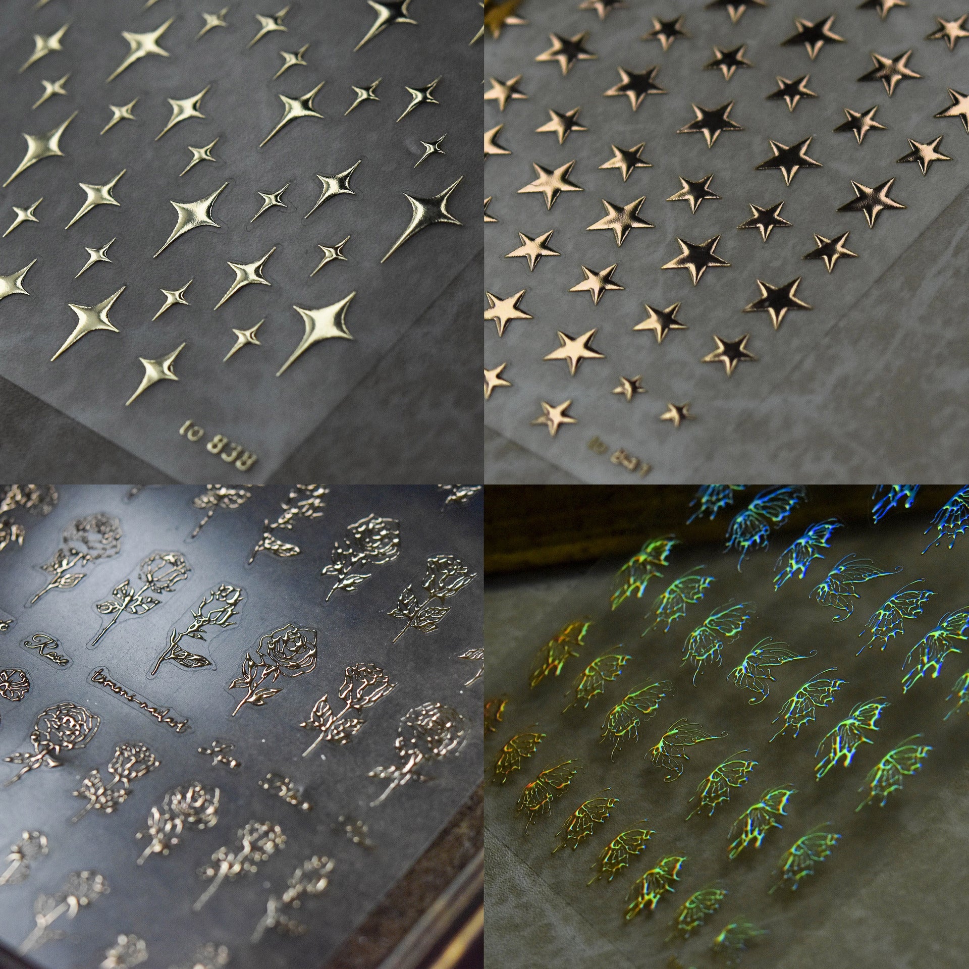 365nails: "luxury foil star, rose & holographic butterfly" – Nail Art Stickers