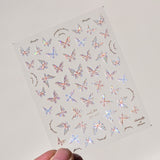Holographic Shell Light Butterfly Nail Stickers – 3D Embossed Iridescent Set