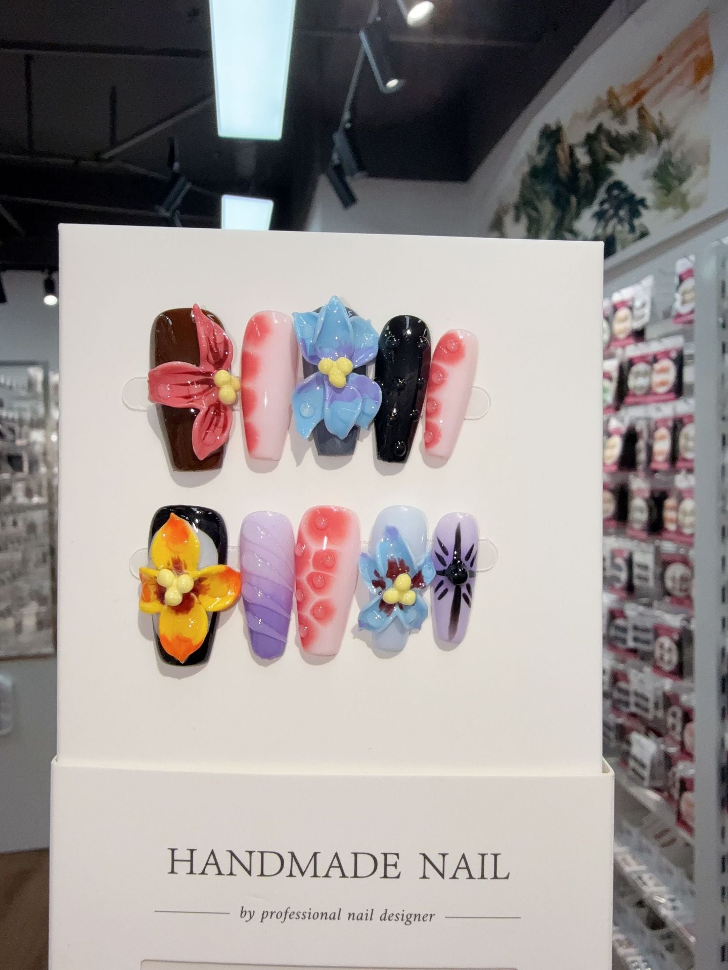 365nails: "Tropical Fusion" – 3D Floral Handmade Coffin Nails