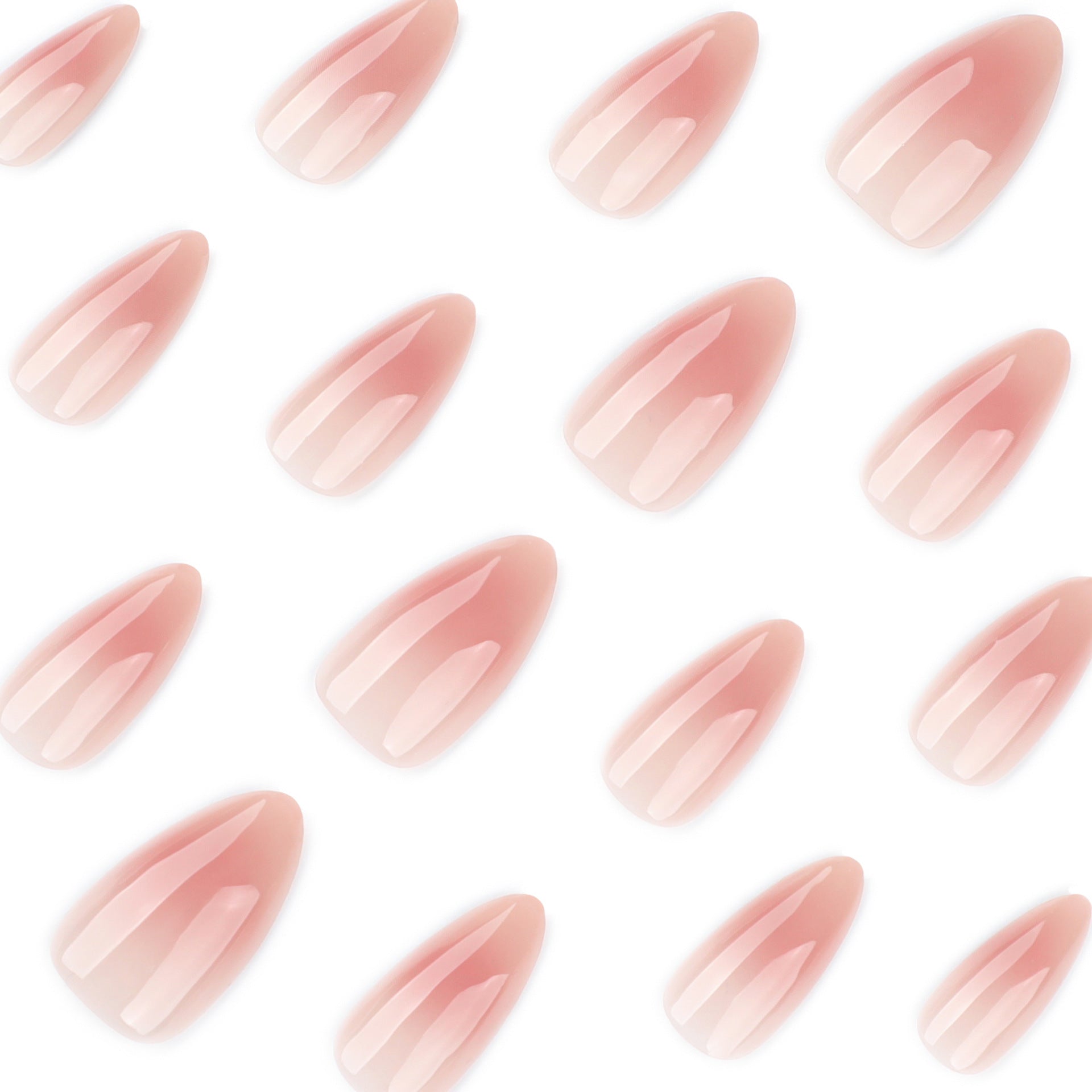 Simple nude blush smudge white almonds press-on nails