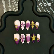 365nails: 자수정의 꿈 – 3D 플라워 수제 아몬드형 네일