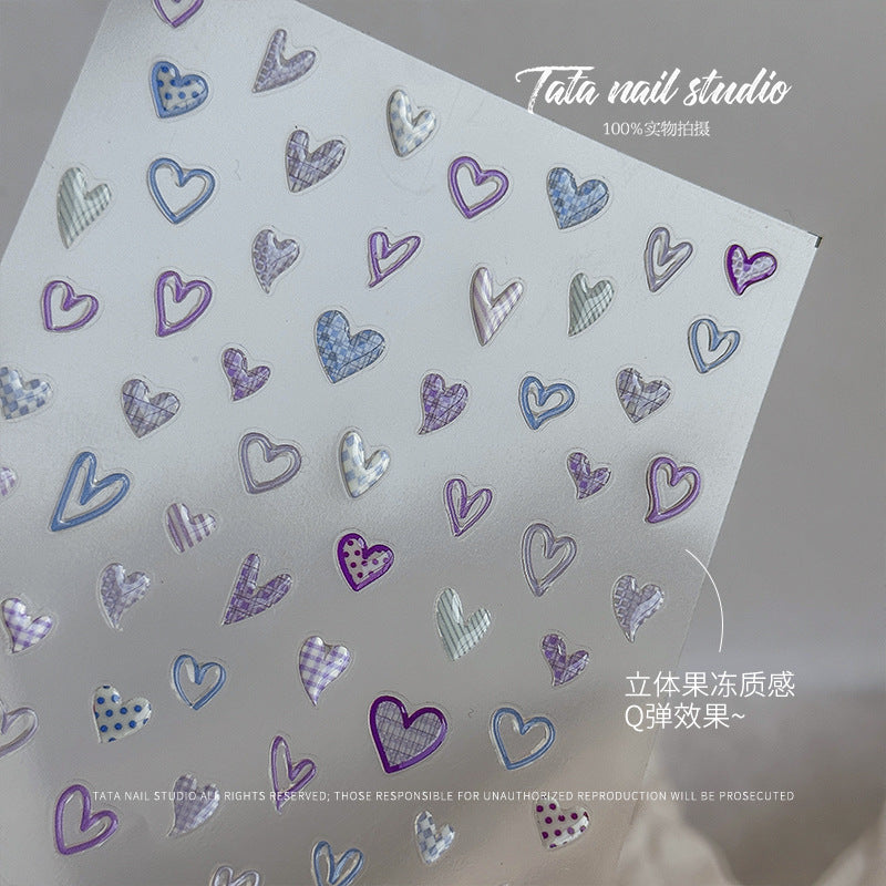 365nails: 「甜美格紋果凍愛心系列」 – 美甲貼紙
