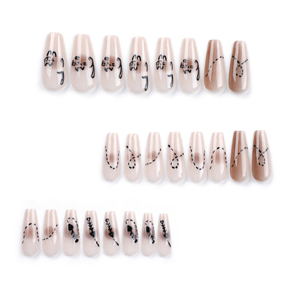 Adesivo de manicure de linha simples, peça de desenho animado fofa para manicure, balé, produto acabado, atacado ｜365nails