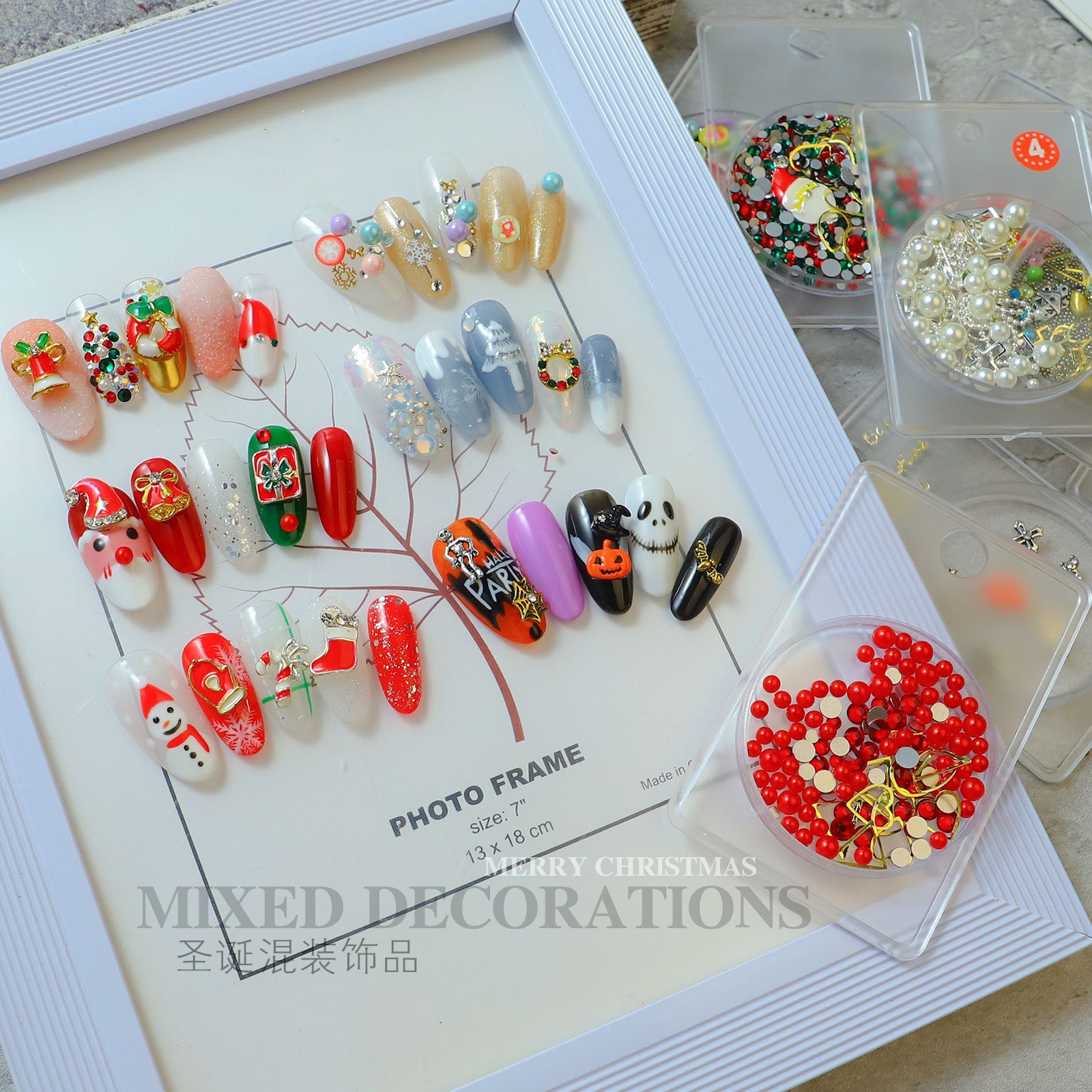 Mixed Christmas Nail Art Charms & 3D Decoration Set (MOQ=3)