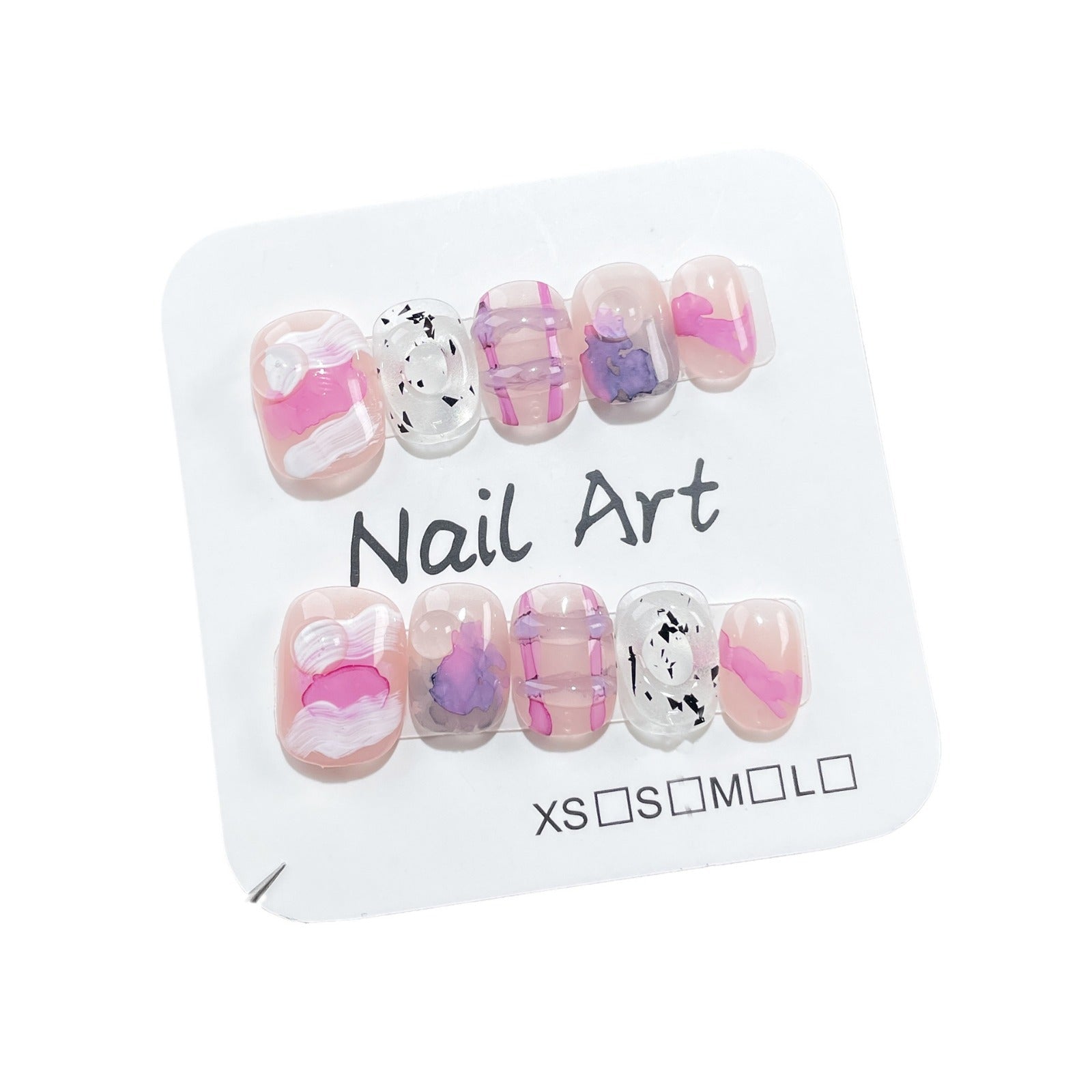 Cute short nail patch irregular watercolor pure handmade press-on nails wearable nail sticker wholesale｜365nails