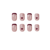 Uñas postizas con acabado de café francés Love Press on, uñas suaves, uñas removibles ｜365nails