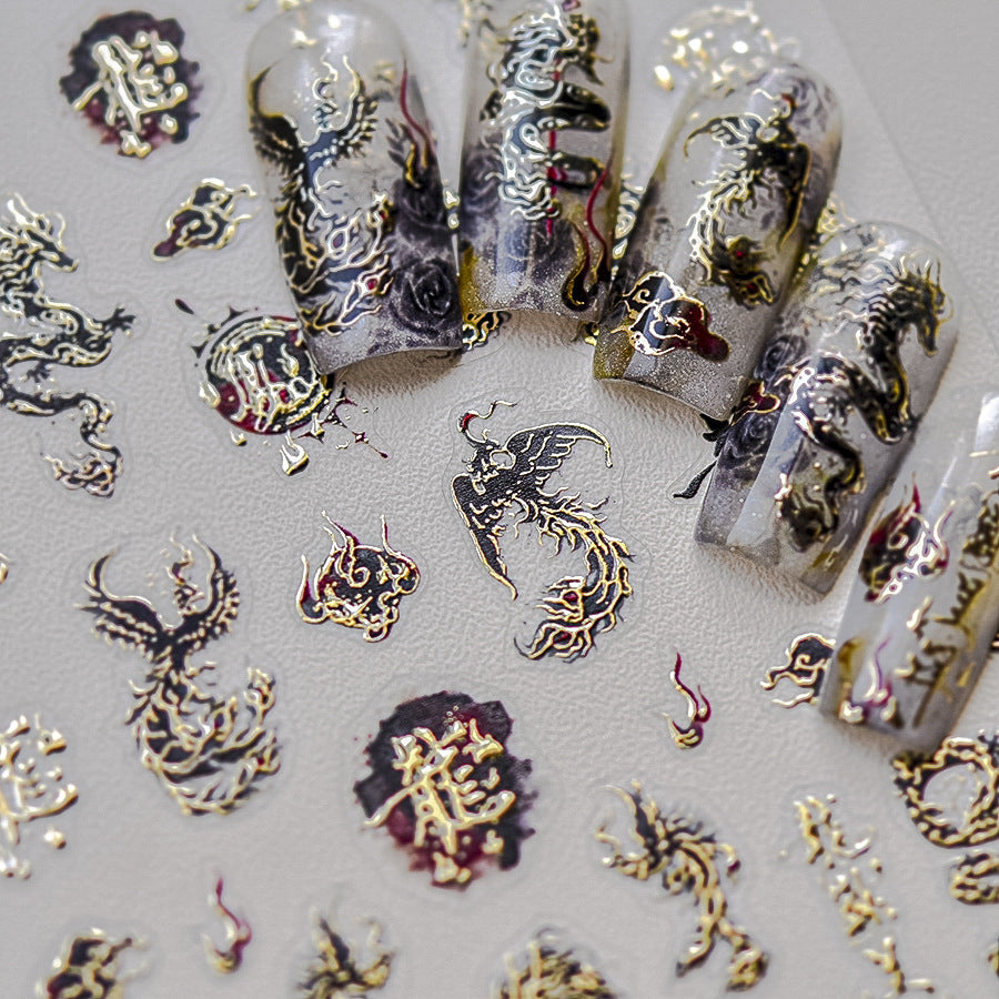 365nails: "金色中國龍浮雕" – 美甲貼紙