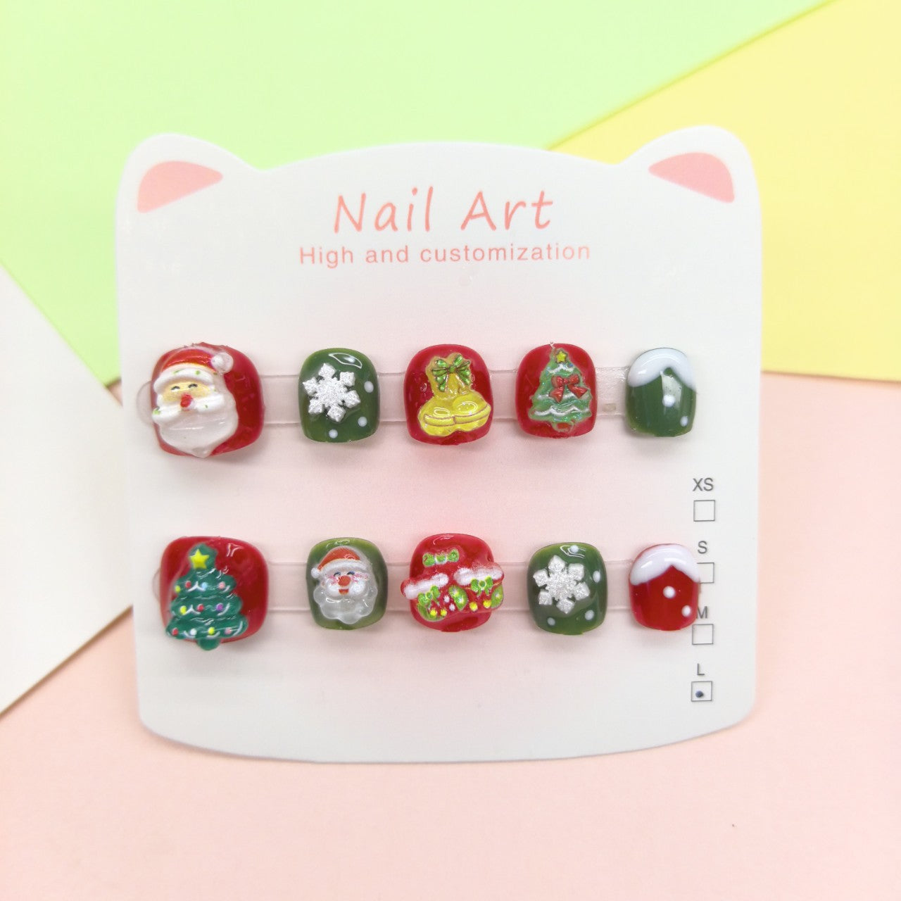 Christmas Cute Kids Press On Nails with Festive Icons