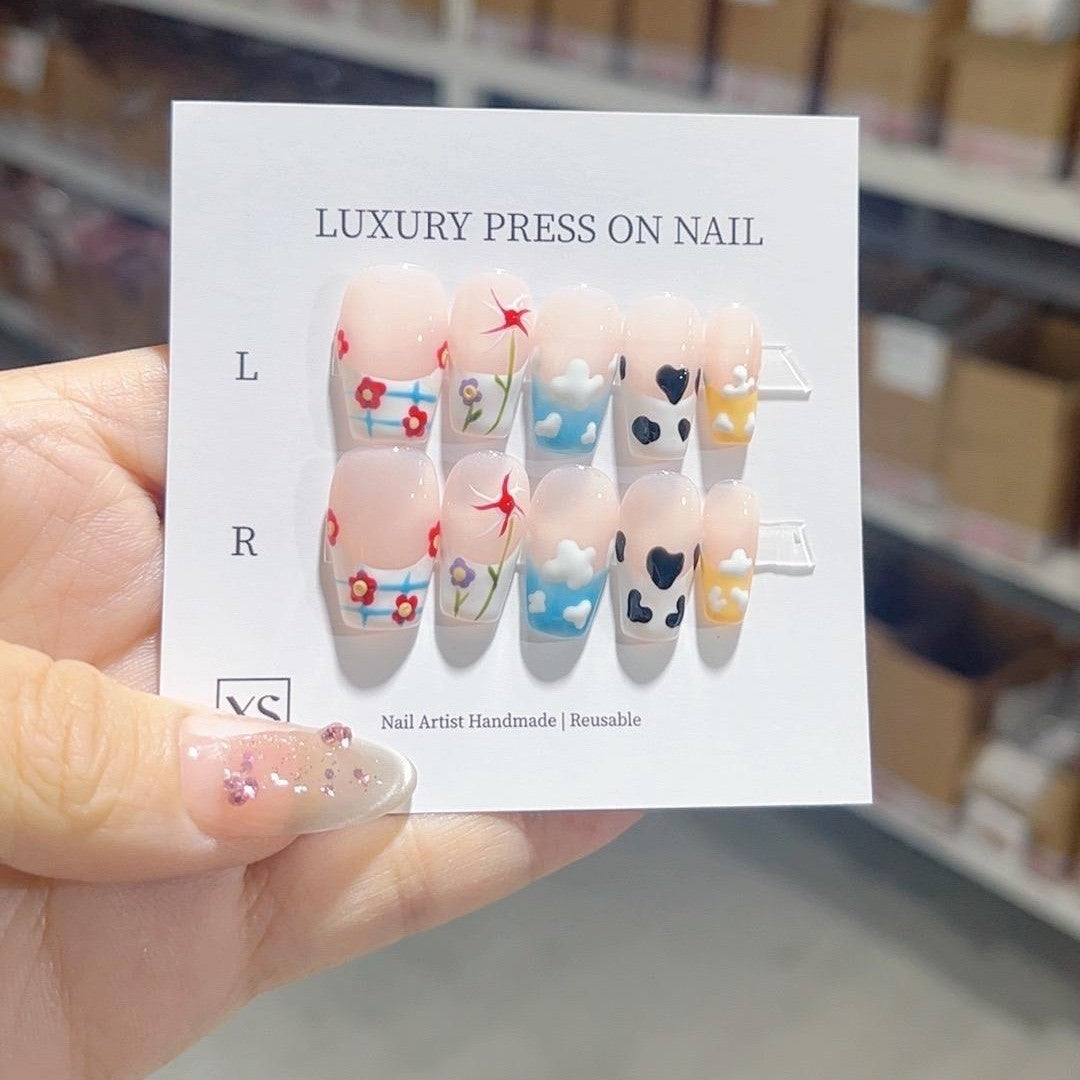 365nails-Whimsical Farm: "Pastel Playground" – Short Almond Handmade Nails