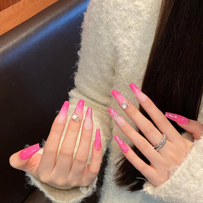 Extra long funny cartoon cute handmade nails personalized  hand-painted fake nails removable nail | 365nails