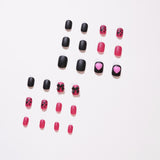 Lazo de frambuesa lindo Presione sobre la uña postiza terminada uña pieza de uña removible｜365nails