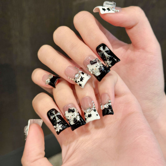 Short Duckbill Shape Milk French Cartoon Cute Short Handmade Wear nails | 365nails