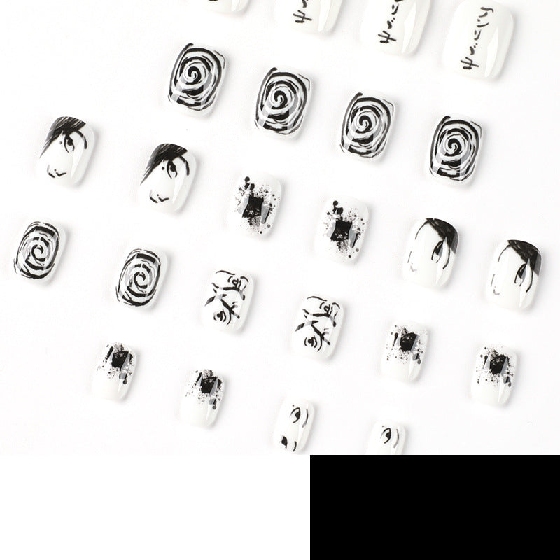 press on nails film black and white sweet and cool press on nails autumn and winter cartoon animation  nails patch press on nails film wholesale｜365nails