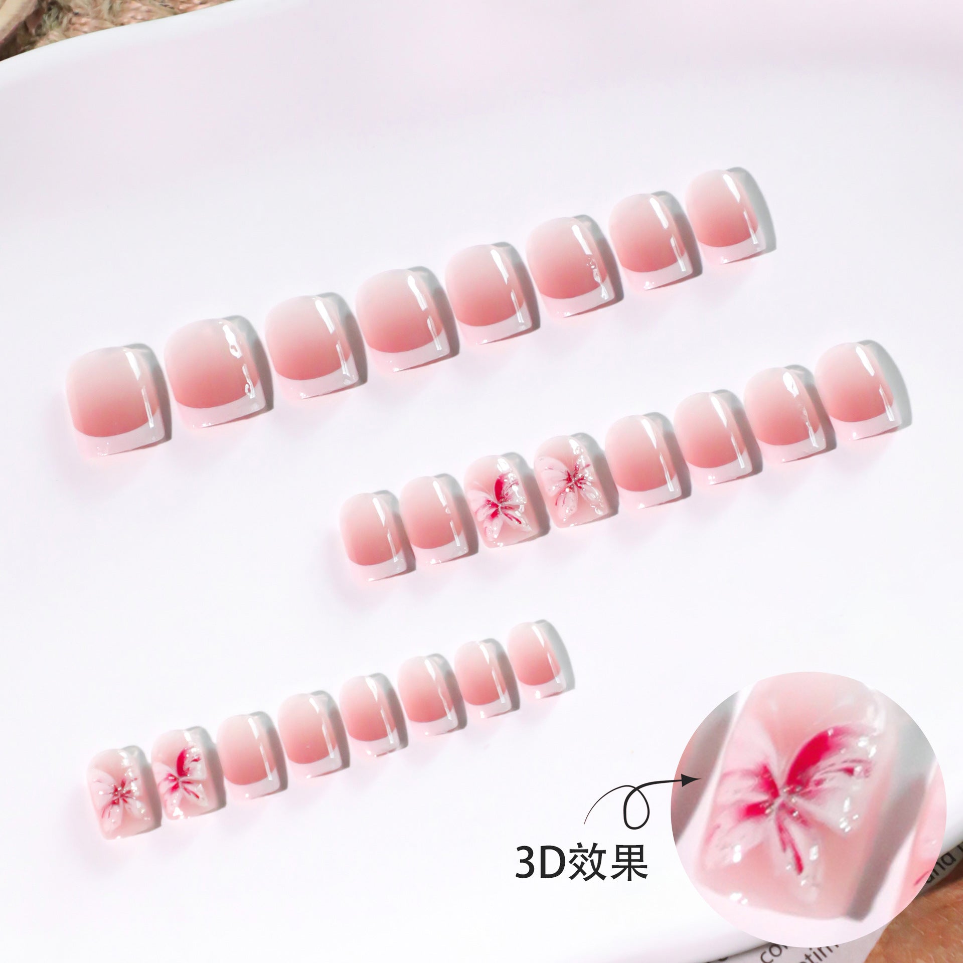 "Pink Butterfly Elegance" - Precision Crafted Press-On Nails