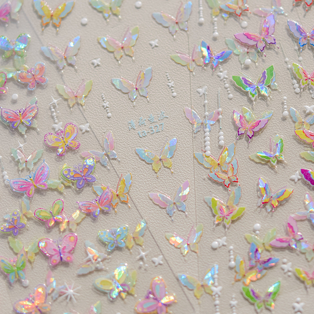 365nails: "Borboleta Holográfica Furta-cor" – Adesivos para Unhas