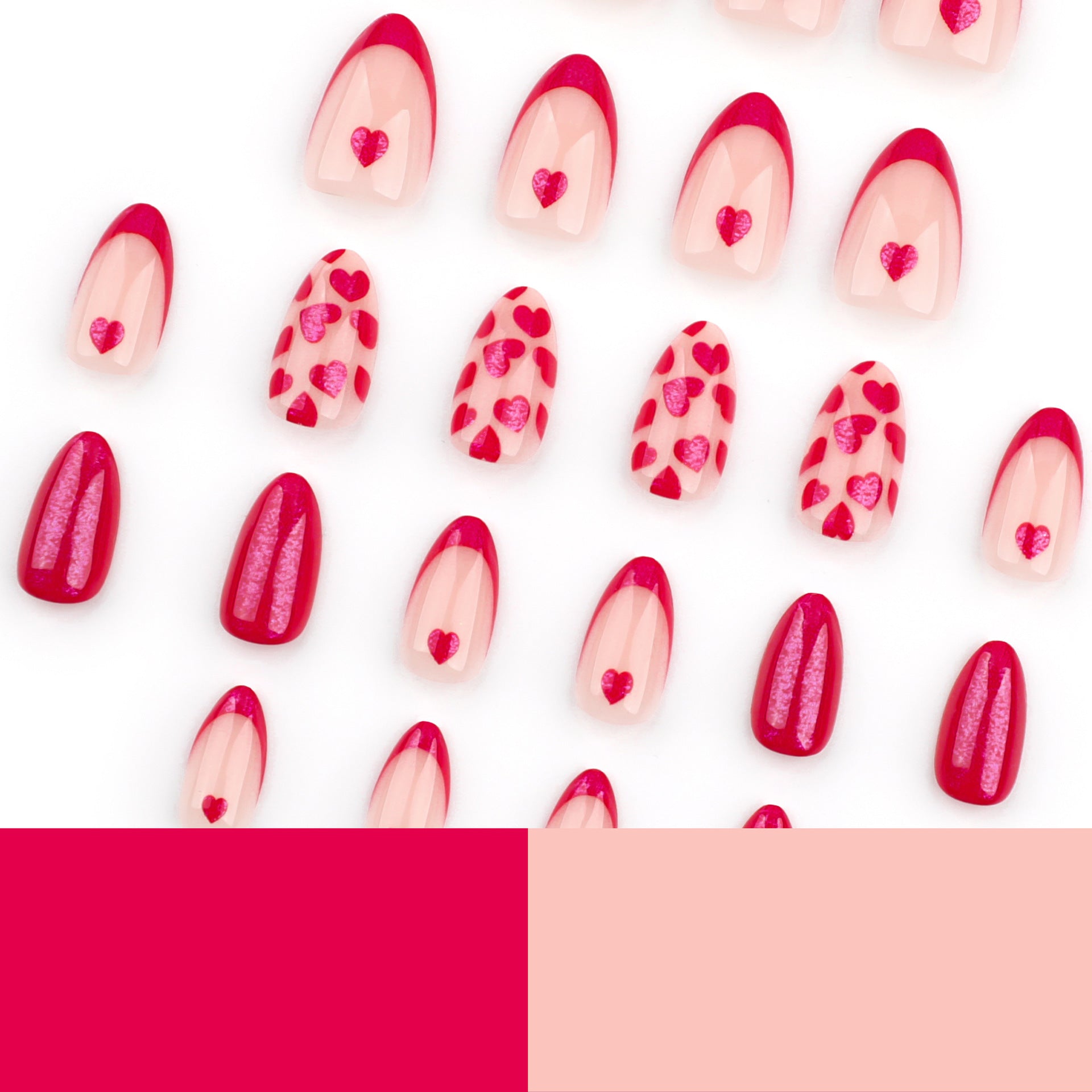 발렌타인 데이 프렌치 레드 러브 네일아트 베스트셀러 프레스온 네일 도매｜365nails