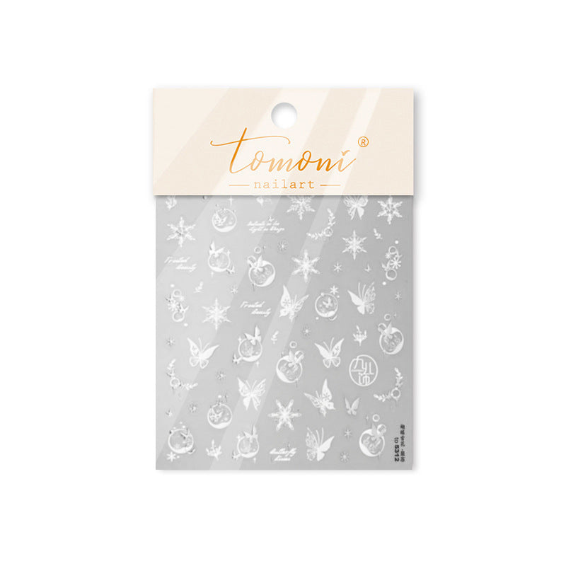 Gold & White Snow Butterfly – 5D Embossed Elegant Accent Set