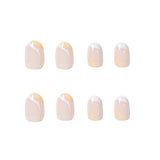 French False nail white orange color scheme press-on nails Art Finished Fake Nail Nail Patch Nail Patch Nail Patch Nail Patch｜365nails