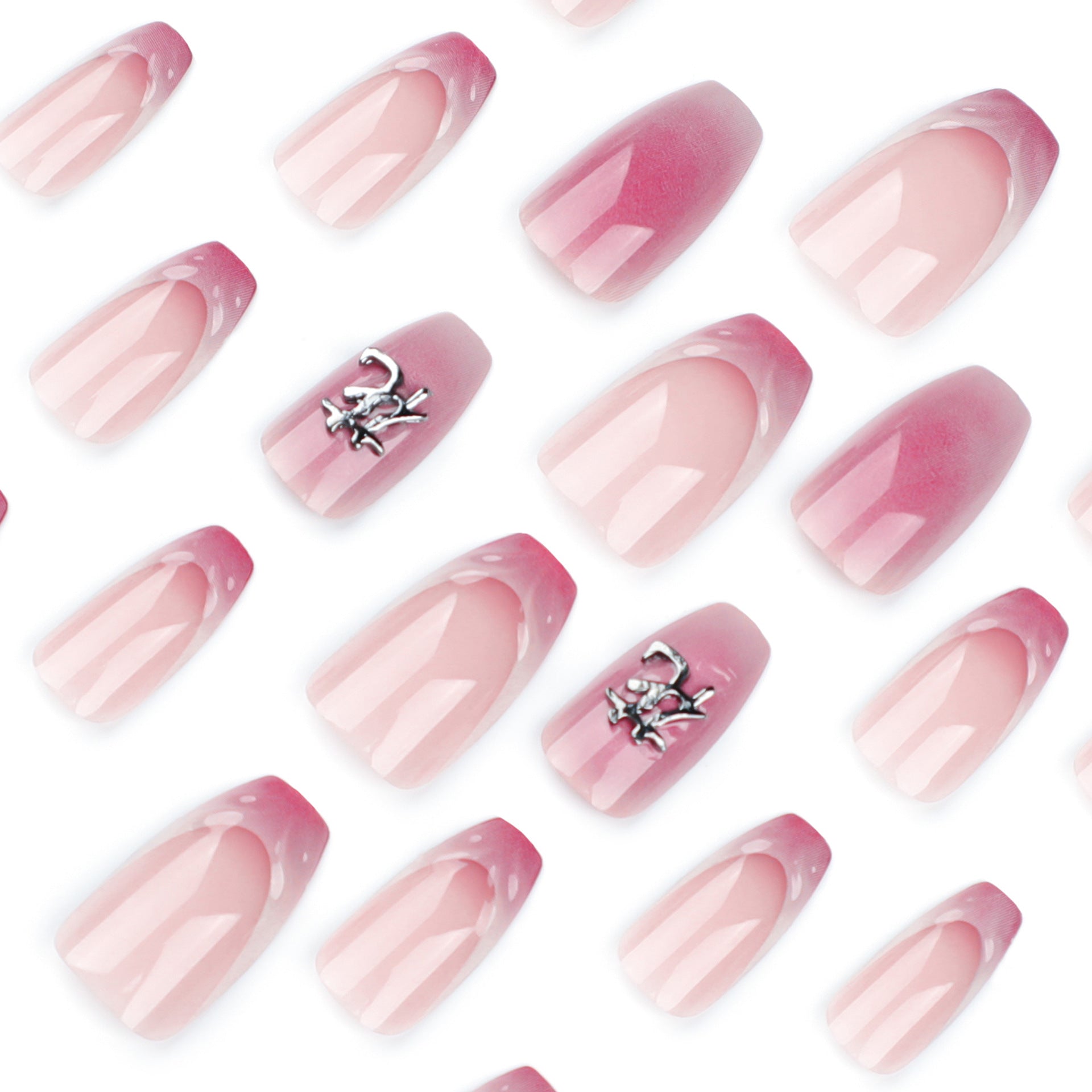 法式3D水滴波紋 腮紅色穿戴甲 帶中文字甲片 完成品｜365nails